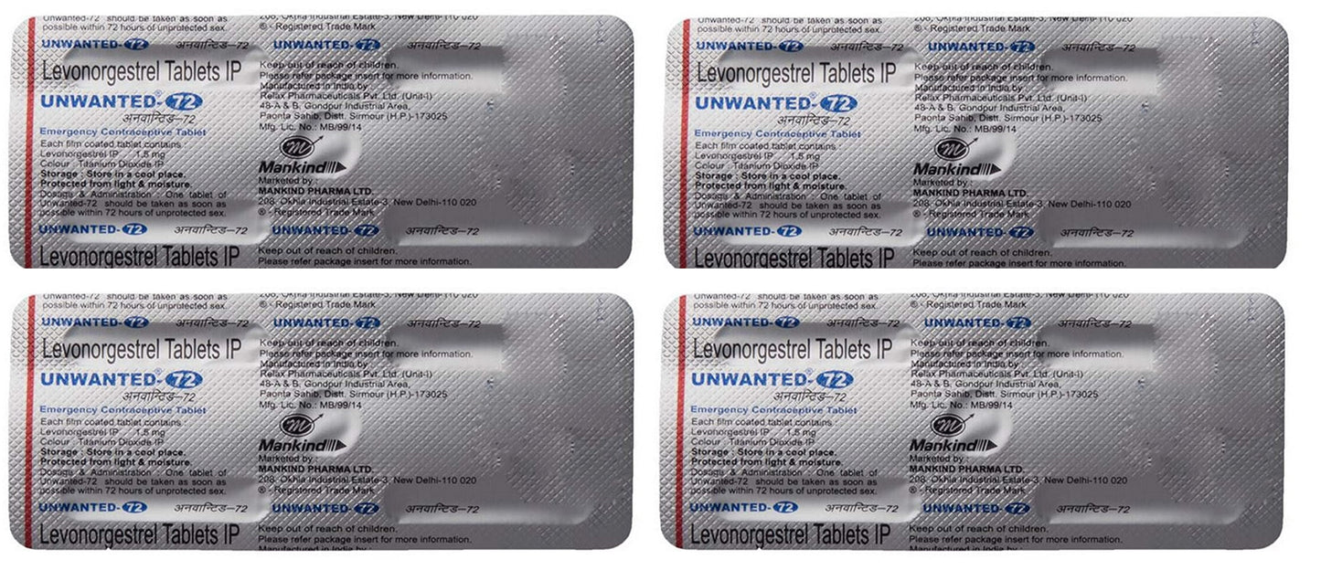 Unwanted 72 tablets , Mankind Unwanted 72 tablet Unwanted-72 1.5 Mg pack of 3 tablets