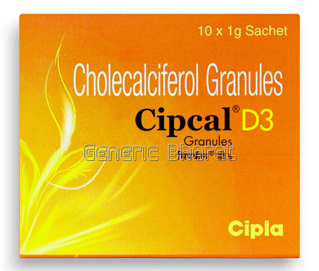 Cipcal D3 ( Cholecalciferol 60000 IU ) Granules for Bone, Joint and Muscle Health Vitamin D3 Sachets Pack of 10 Sachets