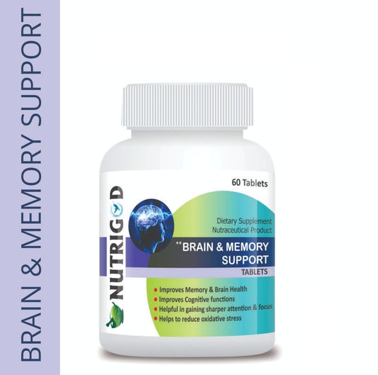 Nutrigod Brain and Memory Support Tablets Ayurvedic Brain Health Memory Supplement for Focus and Brain wellness Mind Wellness Improves Alertness  Pack of 60 tablets