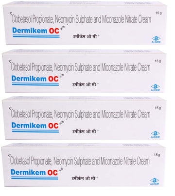 Dermikem OC Plus Cream 15g Pack of 4 | Clobetasol, Neomycin & Miconazole | Skin Infection Treatment