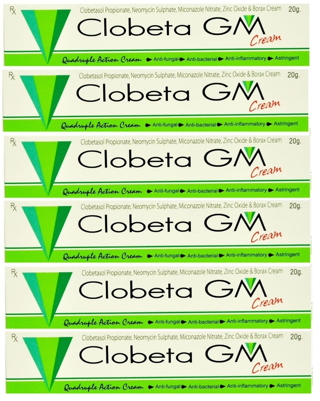 Clobeta GM Anti Fungal Infection Cream for skin care , Rash Cream , Itching , Eczema Cream Pack of 6