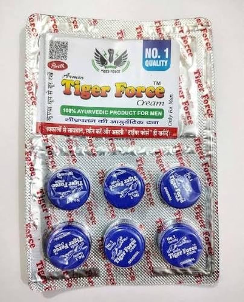 Package of Armor Tiger Force Cream with images of a man and woman, and product packaging.
