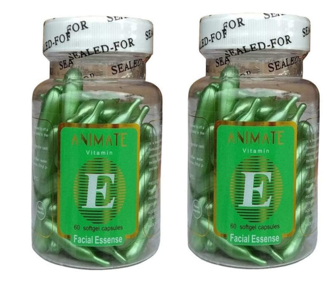 Animate Aloe Vera and Vitamin E Capsules Facial Oil capsules for skin glow and dark circle Combo pack of 2