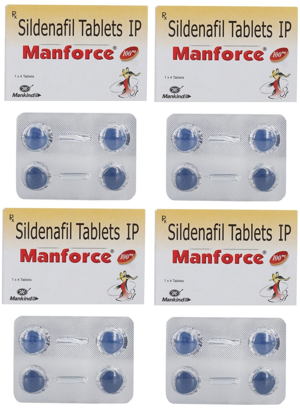 Manforce 100mg tablets Mankind Manforce 100 mg tablets Sildenafil tablets pack of 4 Strip 16 Tablets