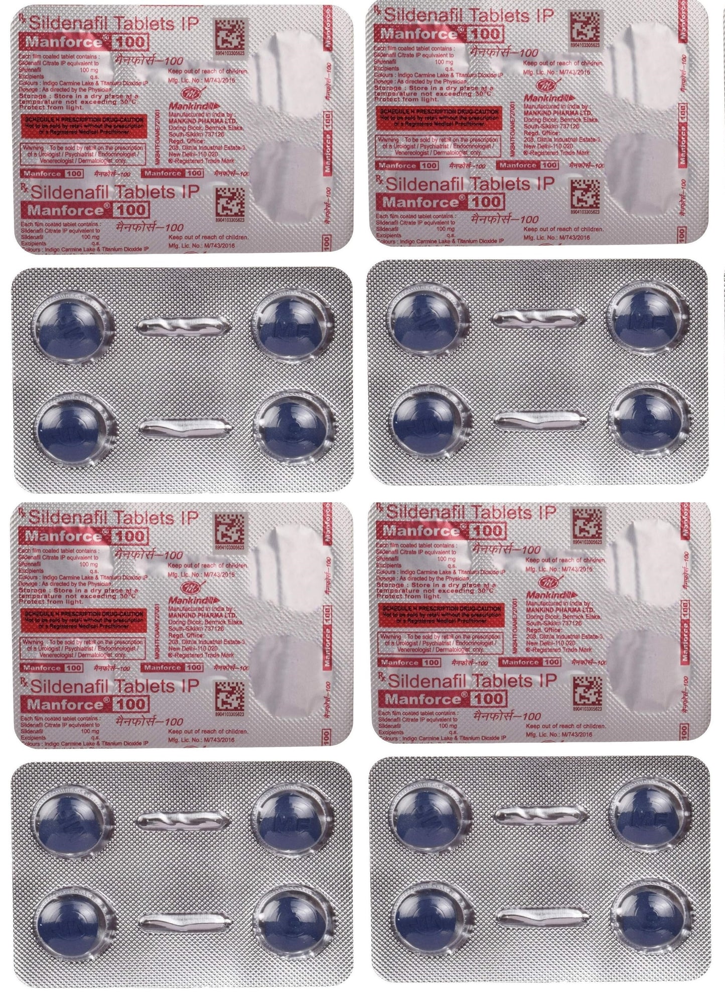 Manforce 100mg tablets Mankind Manforce 100 mg tablets Sildenafil tablets pack of 4 Strip 16 Tablets