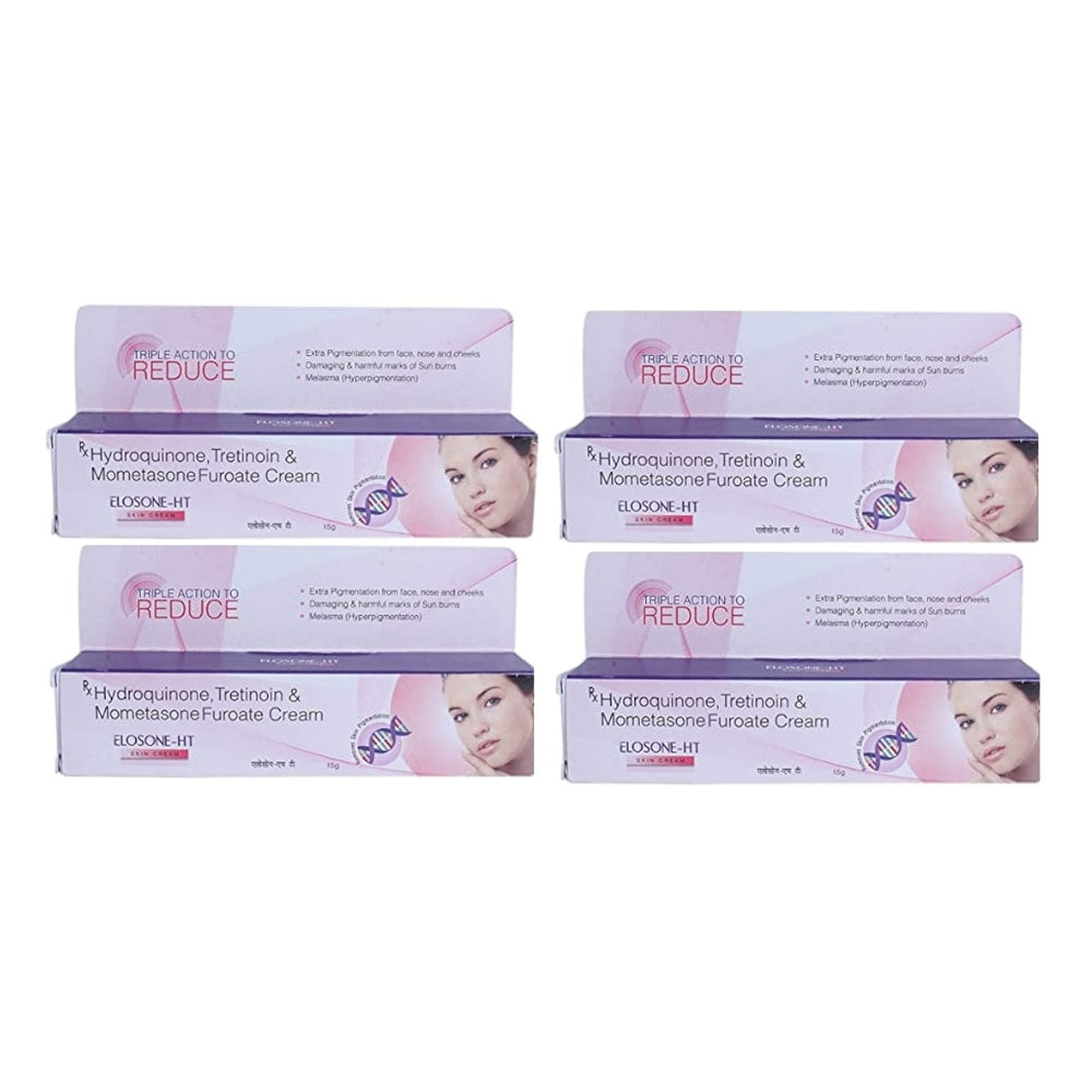 Multiple boxes of Hydroquinone, Retinol, and Mometasone Furoate Cream on a white background