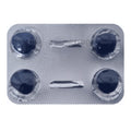  blister pack with blue capsules on a white background