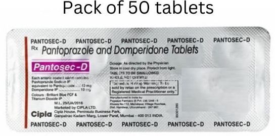 Pantosec D tablets for Gastroesophageal reflux disease and acidity Pack Of 5 x 10 ( 50 ) tablets