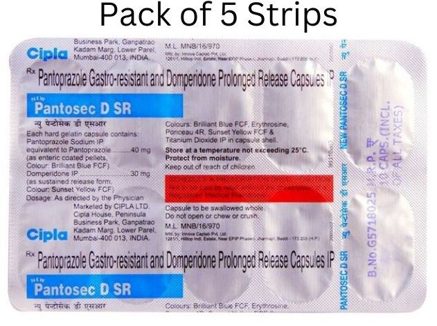 Pantosec D SR Capsule for Gastroesophageal reflux disease and acidity Pack Of 5 x 10 ( 50 ) Capsules