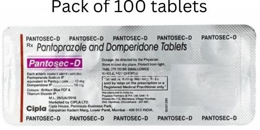 Pantosec D tablets for Gastroesophageal reflux disease and acidity Pack Of 10 x 10 ( 100 ) tablets