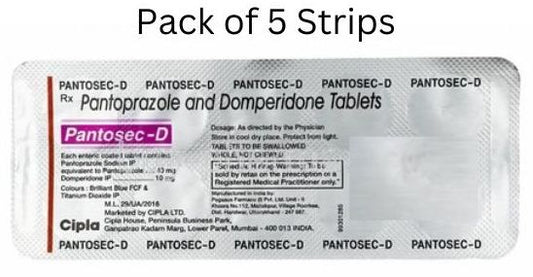 Pantosec D tablets for Gastroesophageal reflux disease and acidity Pack Of 5 x 10 ( 50 ) tablets