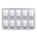 Silver blister pack with capsules on a white background