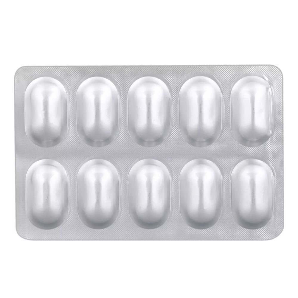Silver blister pack with capsules on a white background