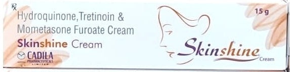 Skinshine Cream 15g by Cadila containing Hydroquinone, Tretinoin and Mometasone Furoate for melasma and hyperpigmentation treatment under medical supervision.