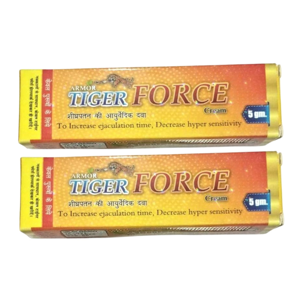 Two boxes of Armor Tiger Force Cream on a white background