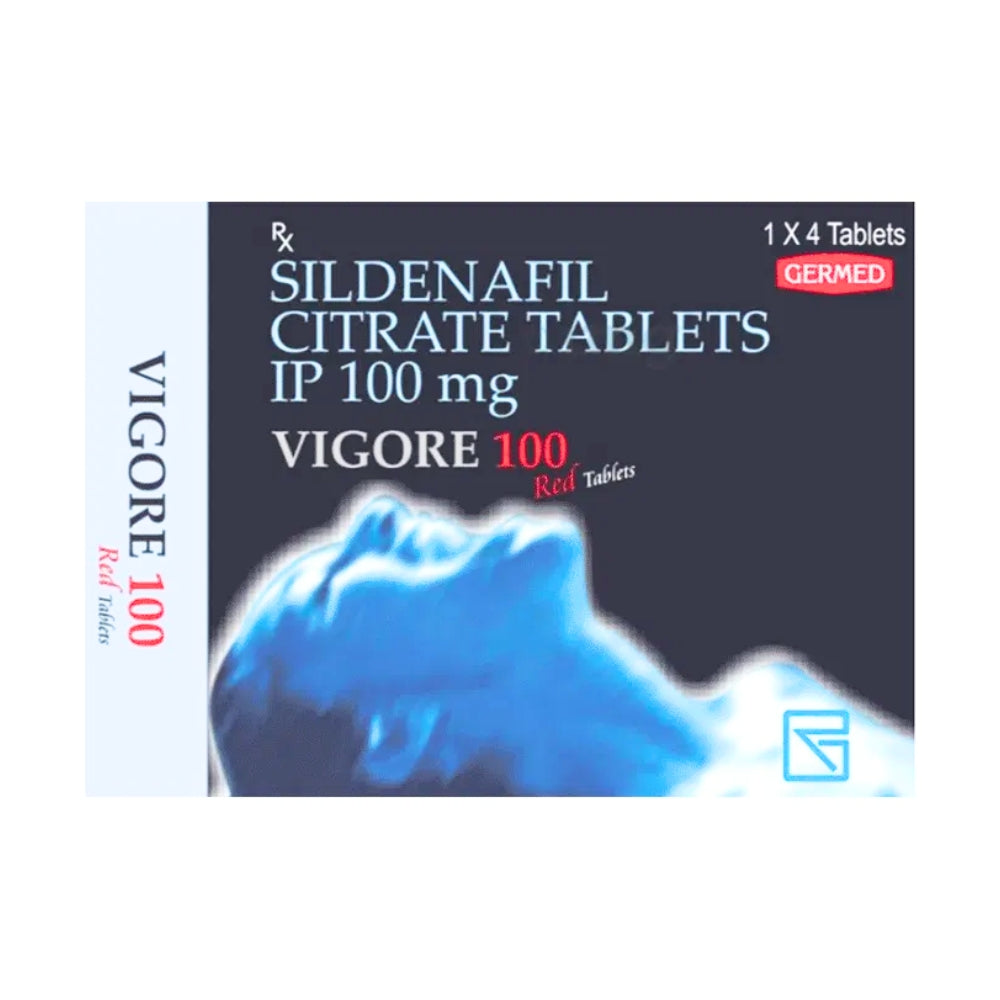 Box of Sildenafil Citrate Tablets with visible branding and product details.