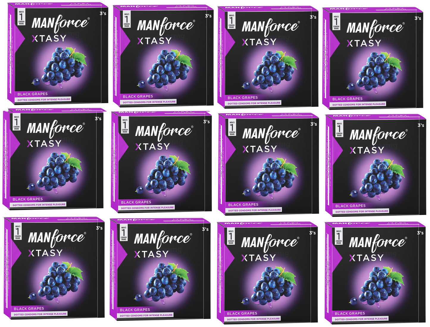 Manforce Xtasy Condom 3 x 12 (36) Pc Combo Overtime Flavoured Condoms for Men Lubricated Latex Condoms