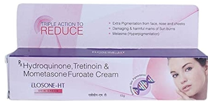 Elosone-HT skin cream packaging with a woman's face on the box