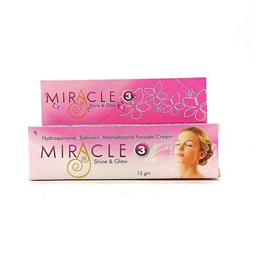 Two boxes of Miracle 3 Shine & Glow cream on a white background