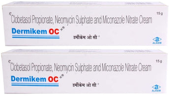 Dermikem OC Plus Cream 15g Pack of 2 | Clobetasol, Neomycin & Miconazole | Skin Infection Treatment