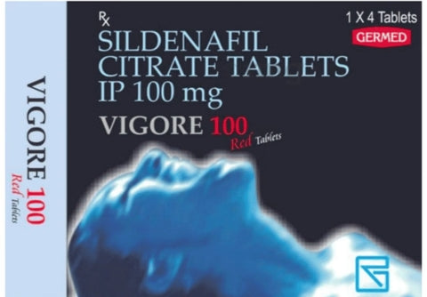 Vigora 100 Tablet front view packaging for erectile dysfunction treatment