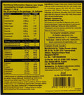 Nutritional information and ingredient list on a yellow background